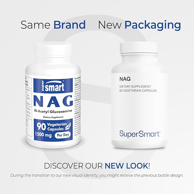 Supersmart - NAG Supplement 1500mg per Day (N-Acetyl Glucosamine) - High Absorption Glucosamine Sulfate | Non-GMO & Gluten Free - 90 Vegetarian Capsules
