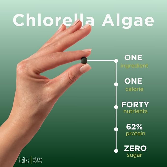 RECOVERYbits - Organic Chlorella Tablets - Plant-Based Algae Superfood - Chlorophyll - Cracked Cell Wall - Energy - Immune System - Detox - Keto - Vegan - Non-GMO - Large Bag - 1000 Tablets