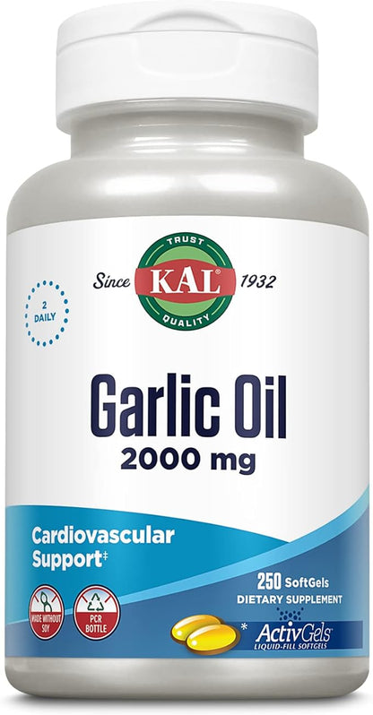 KAL Garlic Oil 2000 Softgels, 250 Count
