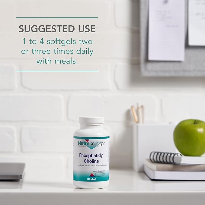 Nutricology Phosphatidyl Choline Supplement - Lecithin Capsules, Digestive Enzymes for Liver, Fat Digestion Support, Choline Supplements for Fatty Liver, 1540mg Softgels - 100 Count