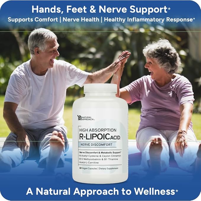 HIGH ABSORPION R-LIPOIC Acid - Supports Nerve Health - Tingling Fingers, Hands, Toes & Feet - Supports Healthy Aging, Cardiovascular Health & Overall Wellbeing* - 60 Vegan Capsules