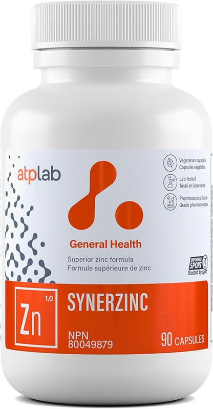 ATP LAB Synerzinc 90 caps - Vegan Zinc Supplement for Men and Women - Zinc Mineral Supplements - Healthy Skin - Zinc Vitamins for Adults