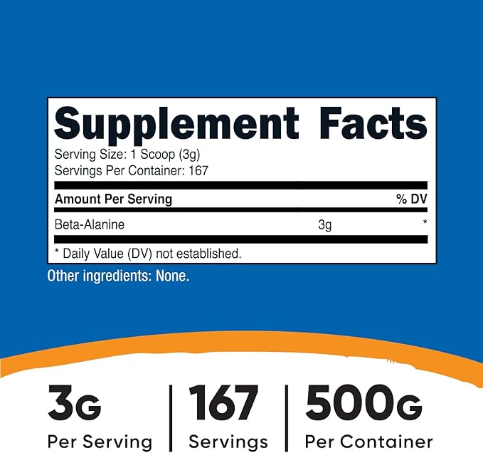Nutricost Beta Alanine Powder 500 Grams (1.1lbs) - Pure Beta Alanine, Gluten Free & Non-GMO