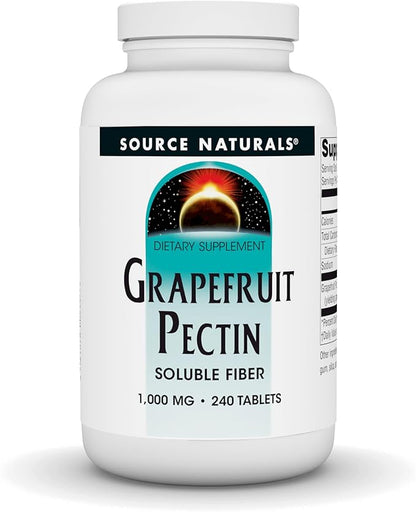Source Naturals Grapefruit Pectin, Soluble Fiber - 1000 mg Dietary Supplement - 240 Tablets