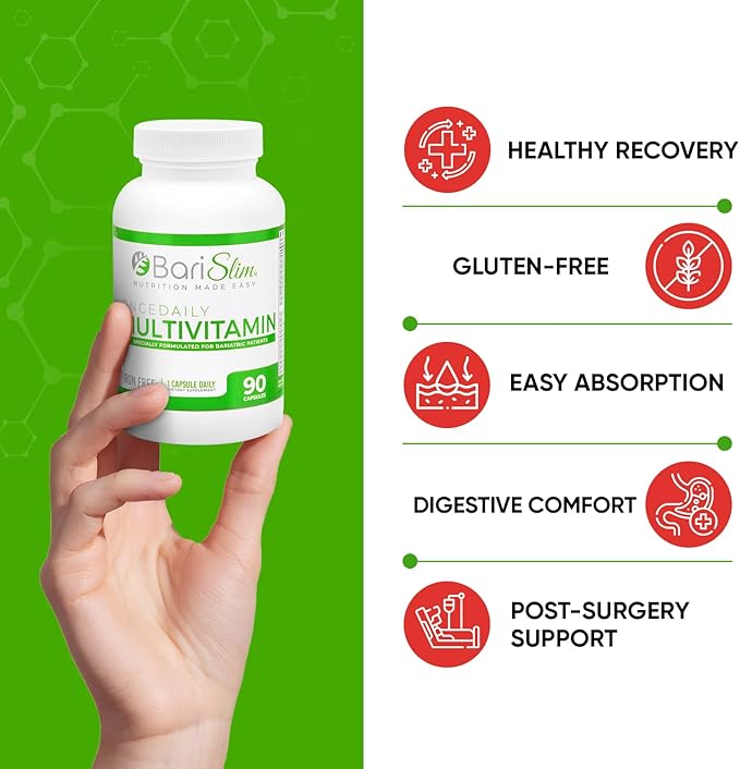 BariSlim Once Daily Bariatric Multivitamin Capsule - Iron-Free Formula - Bariatric Vitamin and Supplement for Post Surgery, Including Gastric Bypass and Gastric Sleeve | 90-Day Supply