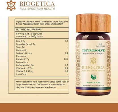 Thyroid Support Supplement - Natural Thyroid Support - Vegetarian & Non-GMO - 100% Vegan Ayurveda Supplement - 80 Capsules