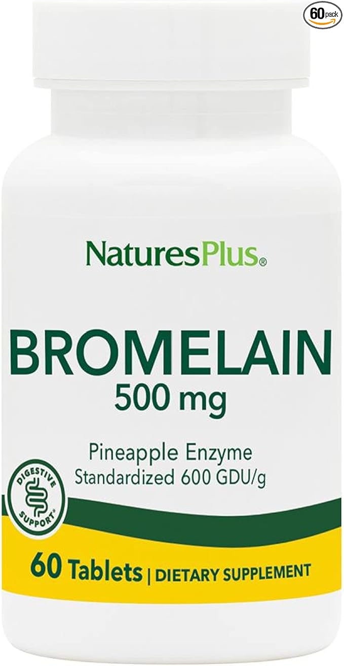 Natures Plus Bromelain - 500 mg - Natural Proteolytic Supplement - 60 Vegetarian Tablets (60 Servings)