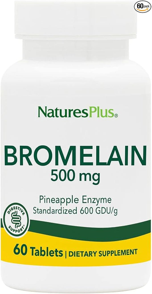 Natures Plus Bromelain - 500 mg - Natural Proteolytic Supplement - 60 Vegetarian Tablets (60 Servings)