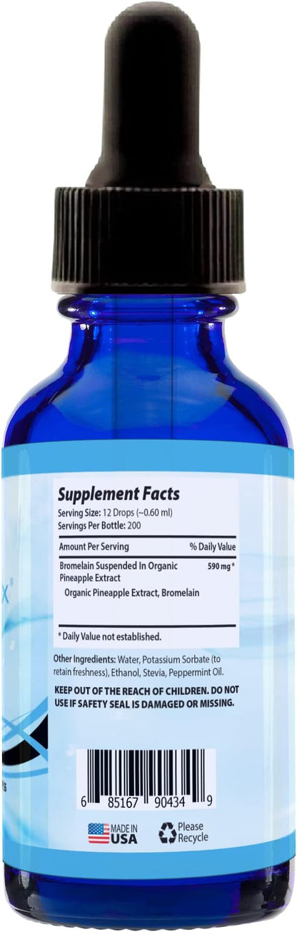 Absonutrix Bromelain 590 mg, Easy-to-Consume Liquid Drops, 4 Oz Bottle, Pineapple Extract for Tissue Support, Quick Absorption, Gluten-Free, Third-Party Tested, GMP-Certified, Non-GMO, Made in USA