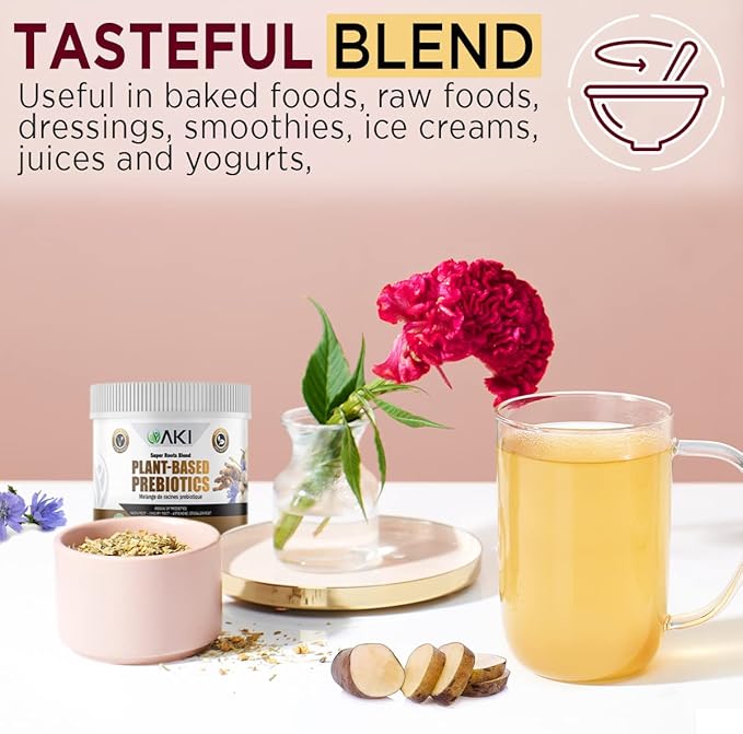 AKI Plant-Based Prebiotic Blend (6oz/170g) - Ideal Source of FOS & Inulin - Nourish Intestinal Flora & Immunity - Ideal for Protein Shakes, Juice, Smoothies - Keto Friendly, Vegan, Gluten & GMO Free
