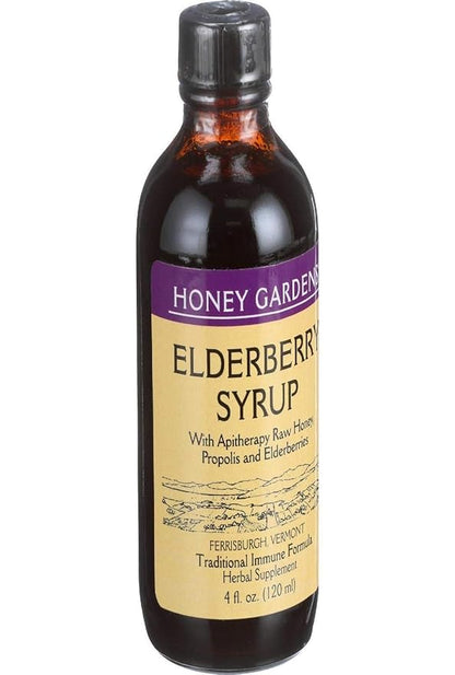 HONEY GARDEN APIARIES Apitherapy Elderberry Honey Syrup, 4 FZ