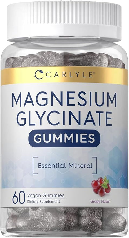 Carlyle Magnesium Glycinate Gummies | 60 Count | Grape Flavor | Vegan, Non-GMO, Gluten Free Supplement