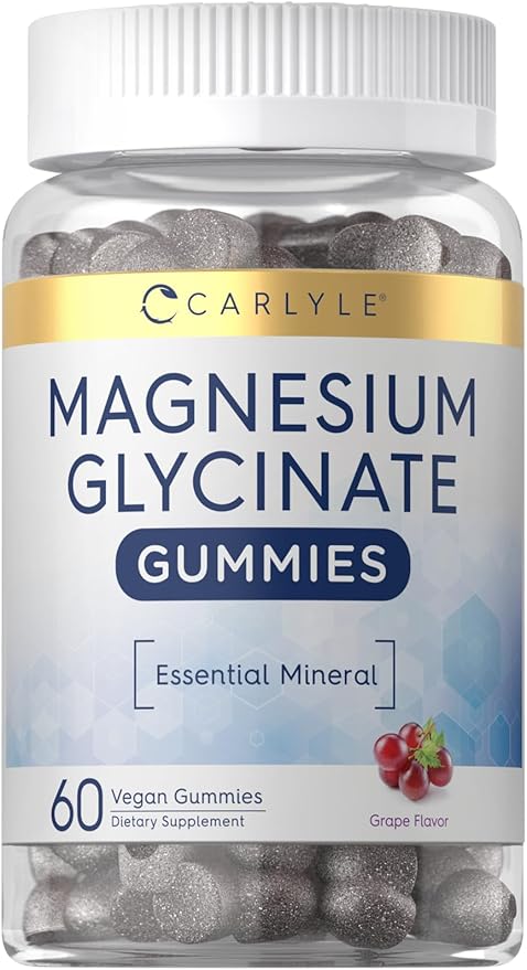 Carlyle Magnesium Glycinate Gummies | 60 Count | Grape Flavor | Vegan, Non-GMO, Gluten Free Supplement