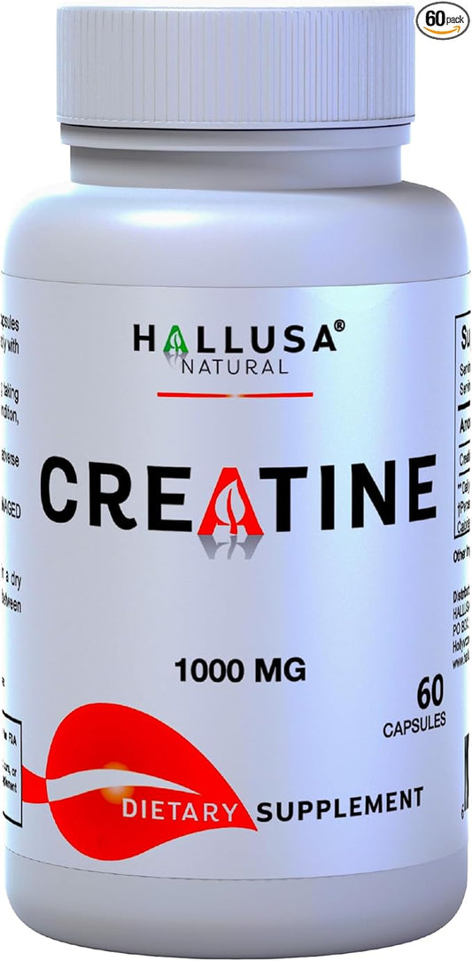 Creatina Monohidratada - Resistencia Muscular - Recuperación Muscular - Masa Muscular - Suplemento para ejercicio - CREATINA 60 CAPSULAS 1000 MG