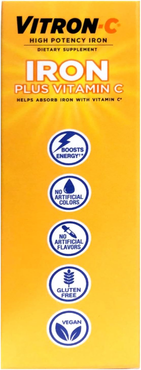 Vitron-C - Iron Supplement - 125 mg / 65 mg Strength - Coated Tablet - 60 per Bottle-MCK