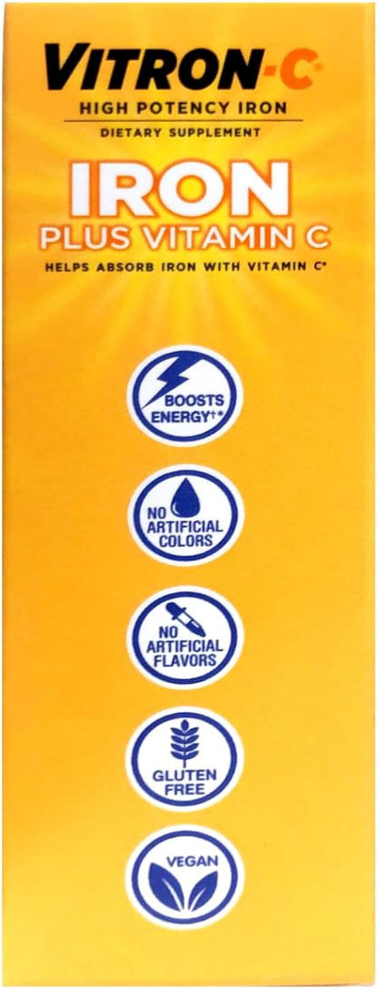 Vitron-C - Iron Supplement - 125 mg / 65 mg Strength - Coated Tablet - 60 per Bottle-MCK