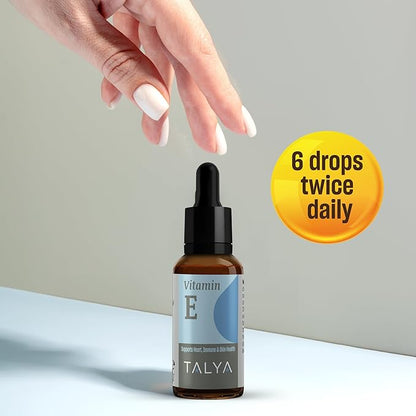 Vitamin E Liquid Drops 0.34 fl.oz | Bone, Joint, Heart Health | Vitamin E Oil for Scars & Skin | Glass Bottle with Dropper | Vitamin E Supplement, Non-GMO, Vegan