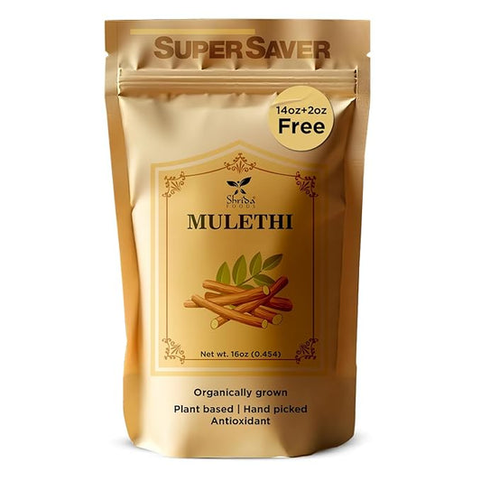 Shrida Foods Mulethi (Licorice Root Powder) 14 oz (397g) | Pure, Organic, Non-GMO | Natural Herb for Digestive Support, Immunity Boost, Throat Relief & Wellness | Ayurvedic Goodness