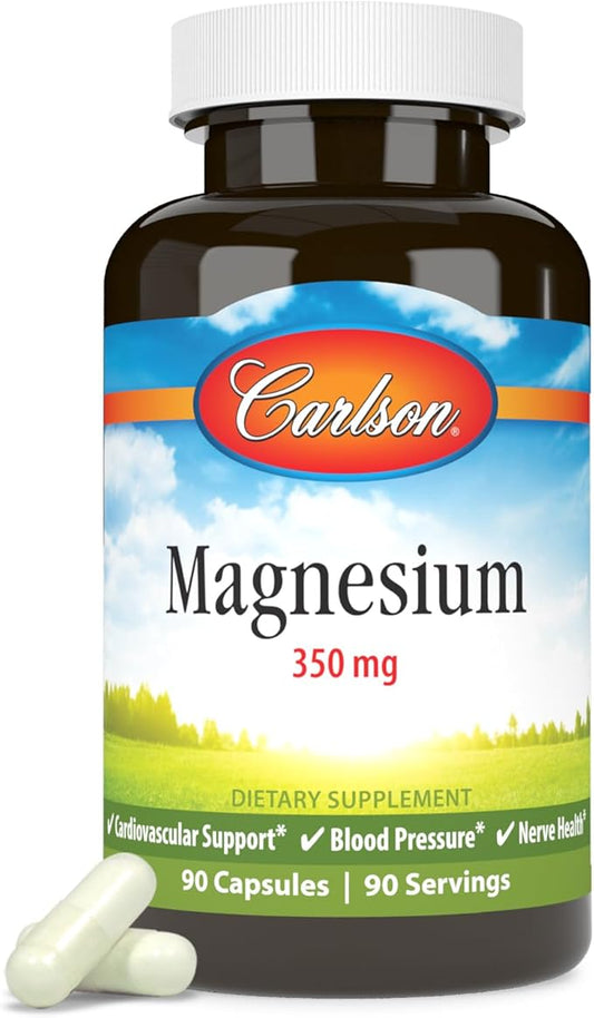 Carlson Magnesium 350 mg Muscle Function & Nerve Health - 90 Capsules