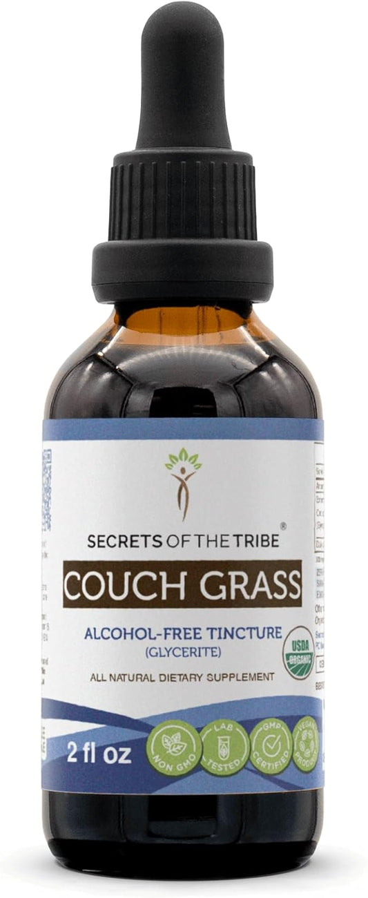 Secrets of the Tribe Couch Grass USDA Organic | Alcohol-Free Extract, High-Potency Herbal Drops | Made from 100% Certified Organic Couch Grass (Elymus repens) Dried Root (2 oz)
