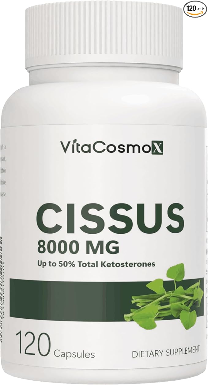 Cissus Quadrangularis Extract Capsules, 8000mg, 120 Count, Vegan - 60 Servings, Gluten Free, Non-GMO, and Vegetarian Friendly