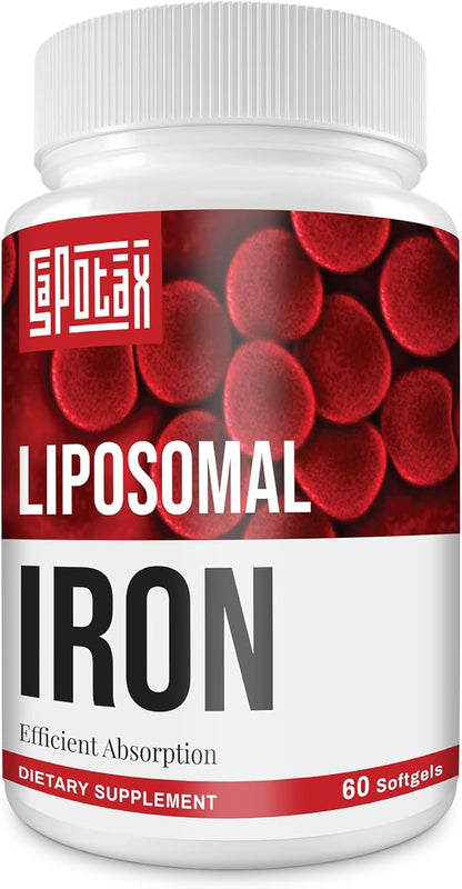 Liposomal Fe Iron Supplement for Women,65 mg Iron Supplements with Folic Acid & Vitamin B12 for Men,Red Blood Cell Production,Energy Support for Adults Iron Deficiency 60 Softgels(1 Bottle)