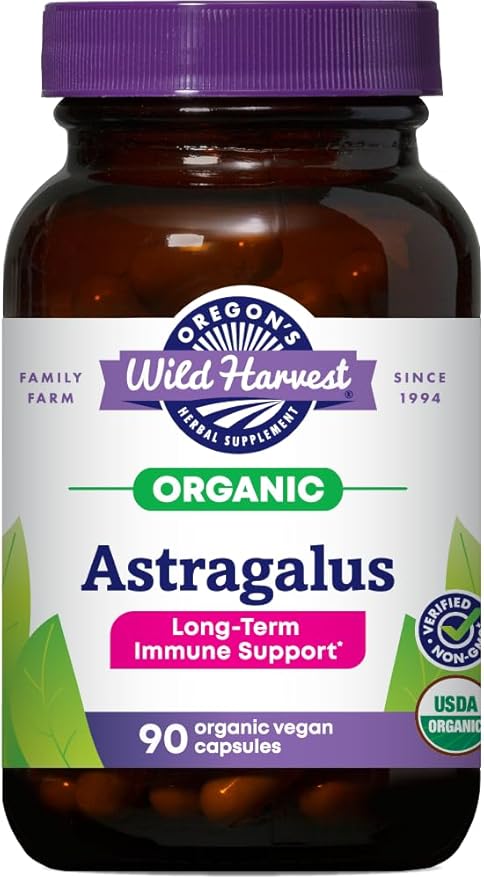 Oregon's Wild Harvest, Certified Organic Astragalus Capsules for Immunity Support, 1125 MGS, 90 Count