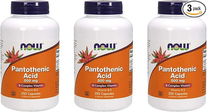 Now Foods Pantothenic Acid 500mg 250 caps (Pack of 3)
