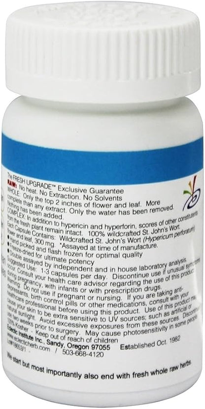 Eclectic Institute Raw Fresh Freeze-Dried Non-GMO St. John's Wort | Herbal Health Supplement, Promotes a Positive Mood | 50 CT