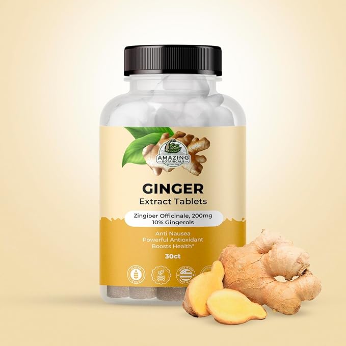Ginger Root Extract Tablets 200 mg - 10% Gingerols, 20 mg per Tablet, 30 Tablets