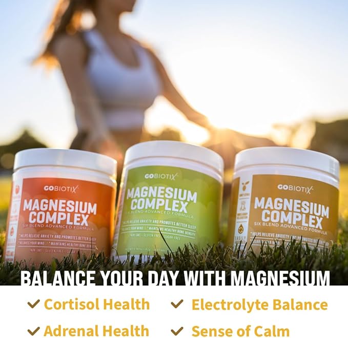 GoBiotix Magnesium Glycinate Powder – Cortisol Supplement for Women and Men – High Absorption Magnesium Complex Calm Supplement with Citrate, Malate – Sugar Free – 420 mg, 60 Servings, Honey Citrus
