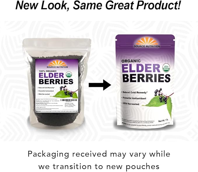 USDA Organic Dried Elderberries - Whole European Elderberry, Responsibly Wild Crafted, Perfect for Tea, Syrups, and More - Sambucas Nigra - 1 Pound (Certified Organic)
