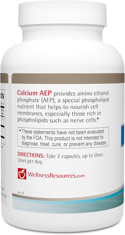 Calcium AEP for Nerves, Cell Membranes (925mg Ca-2-AEP Per Capsule, 90 Capsules)