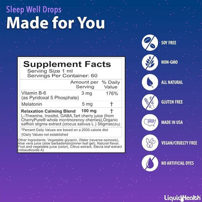 LIQUIDHEALTH Sleep Well Melatonin Drops & Calcium and Magnesium Liquid Joint Supplement Bundle - Natural Herbal Sleep Aid, Promotes Relaxation, Bone, Tissue, & Joint Support - USA Made, Vegan, Non-GMO