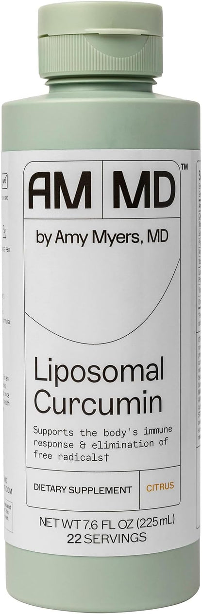 Amy Myers MD Liposomal Curcumin for A Healthy Inflammation Response - Turmeric Curcumin For Gut Health, Oxidative Stress, Help Neutralize Harmful Sgents - 5.6x Higher Absorption, Citrus Flavor 8 Fl Oz