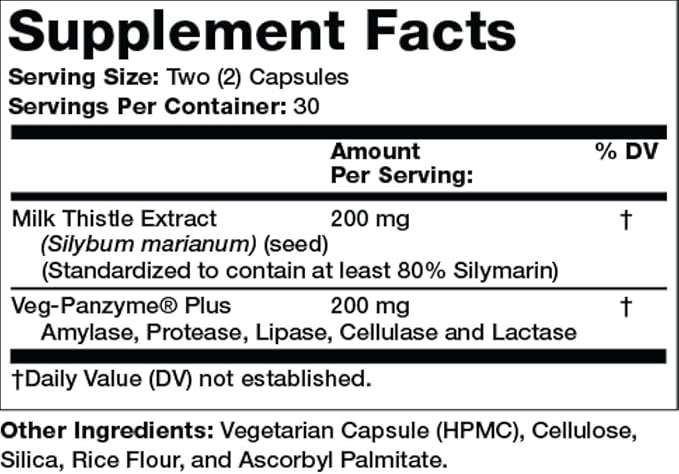 Olympian Labs Milk Thistle Extract Plus Enzymes, Antioxidants, Supporting Liver Health, 60 Vegetarian Caps