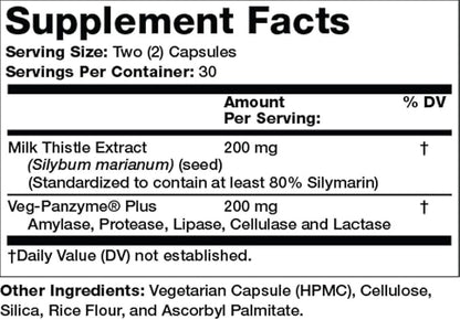 Olympian Labs Milk Thistle Extract Plus Enzymes, Antioxidants, Supporting Liver Health, 60 Vegetarian Caps