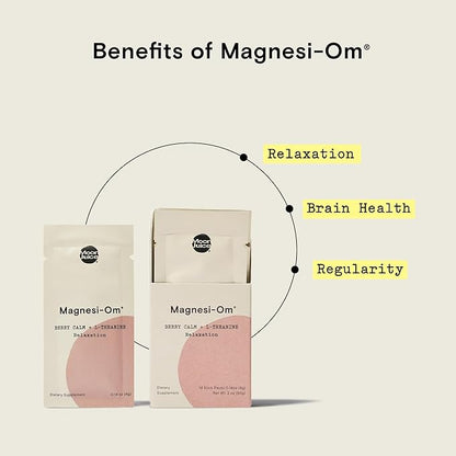 Moon Juice - Magnesi-Om, Berry - Sticks (18 Servings) - Support Brain Health & Rest - Magnesium Powder - L-Theanine - Regularity - Compostable - 100% Traceable - Vegan & Non GMO - 0.14oz
