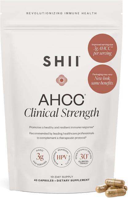 SHII AHCC Clinical Strength,10 Days Supply – Vegan, Gluten-Free Immune Support Supplement with Extra AHCC Boost, Made from Functional Shiitake Mushrooms for Immune Balance Support and Overall Wellness