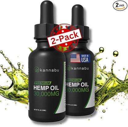 Premium Hemp Oil | Complete Source of Omega 3 6 9 Fatty Acids, Essential Amino Acids & Antioxidants | Hemp Seeds | Vegan Gluten Free Kosher Non GMO (1 Fl Oz - Pack of 2)
