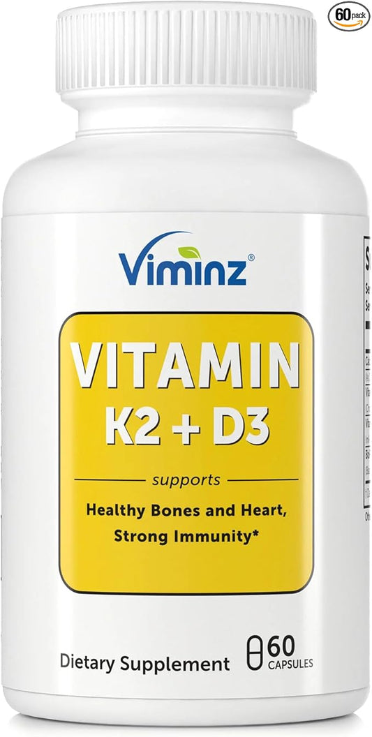 Vitamin D3/K2-5,000 IU (125 mcg) - 60 Capsules - Supports Healthy Bones & Heart, Strong Immunity