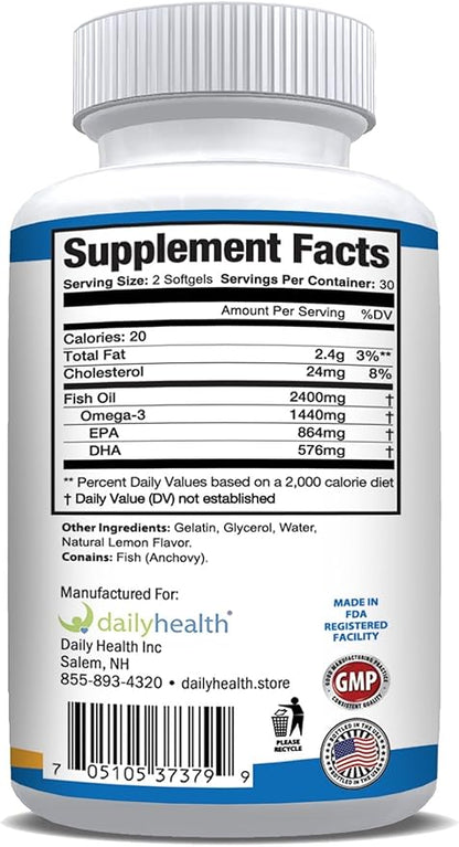 Omega 8060 2400mg Omega 3 Fish Oil Joint Health Supplement 60 softgel - 3 Month Supply - 3pk