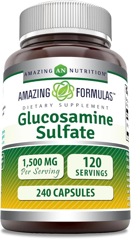 Amazing Formulas Glucosamine Sulfate 1500 mg | Capsules Supplement | Non-GMO | Gluten Free | Made in USA (240 Count)