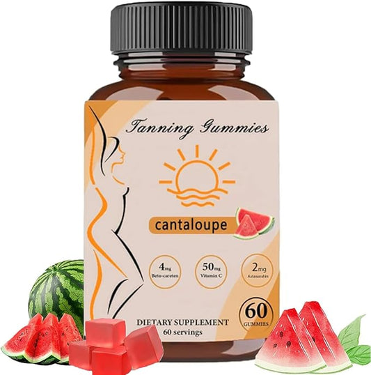 Tanning Gummies, Daily Tanning Gummies with Beta-Carotene & Lycopene & Astaxanthin, Natural Tanning Supplement, 60 Gummies