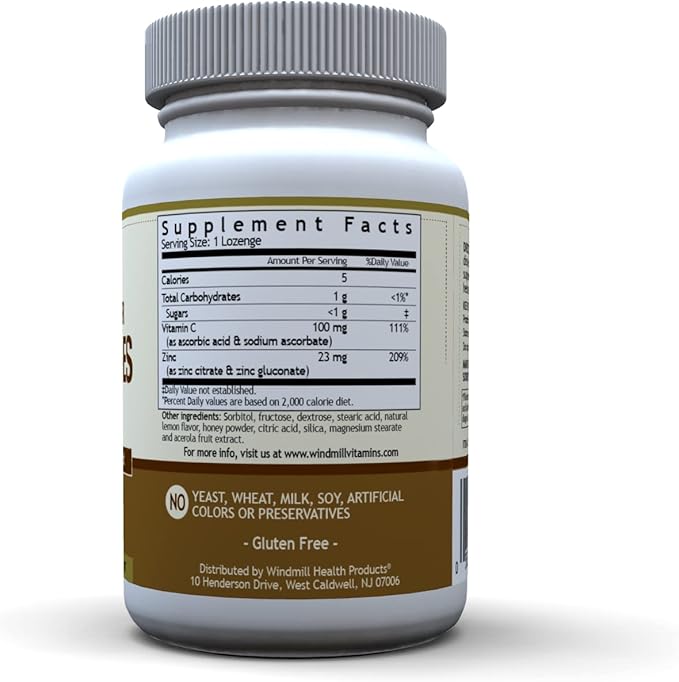 Windmill ZINC LOZ W/VIT C 100MG H/L WML 50, 9 Ounce (Pack of 2)