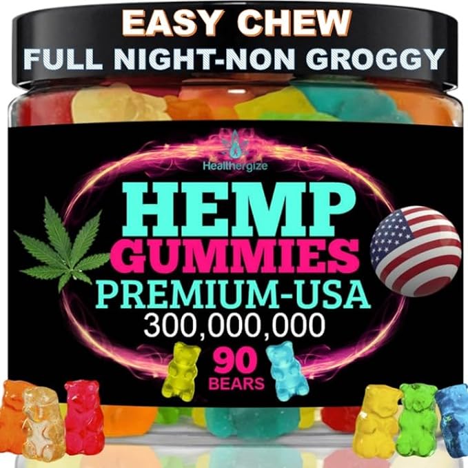 Hemp Gummies for Relaxation and Rest-Natural Hemp Oil Gummies, Fresh Fruity Flavors Tasty Relief-Made in USA-High Potency Gummy Edibles-Extra Strength 90 Bears