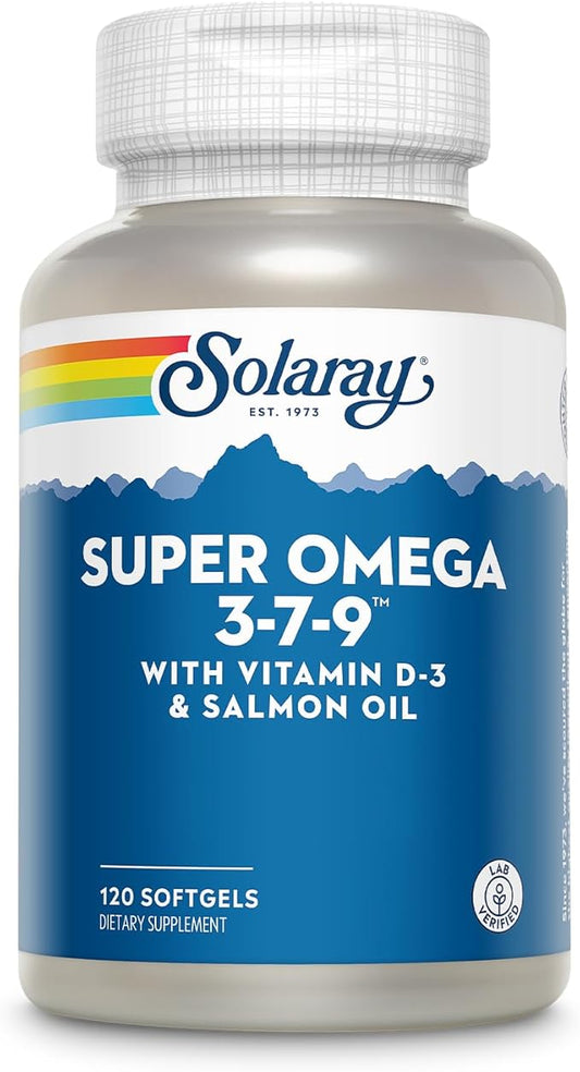 SOLARAY Super Omega 3 7 9 Supports Healthy Skin, More EPA, DHA, Essential Fatty Acids from Fish Oil Mini Softgel, 120ct