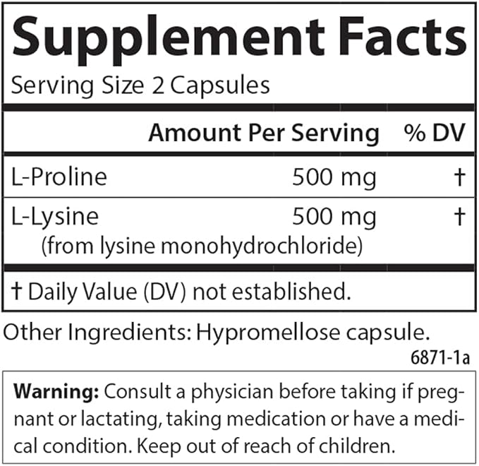 Carlson - Pro-Rite, Free-Form L-Proline & L-Lysine, Health, Joint Support & Collagen Formation, 90 Capsules