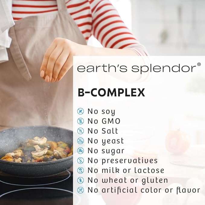 Earth's Splendor Vitamin B Complex – Supports Energy, Metabolism, and Immune Function – Complete B-Vitamin Formula for Men & Women, 60 Tablets, 2-Month Supply