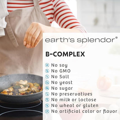 Earth's Splendor Vitamin B Complex – Supports Energy, Metabolism, and Immune Function – Complete B-Vitamin Formula for Men & Women, 60 Tablets, 2-Month Supply